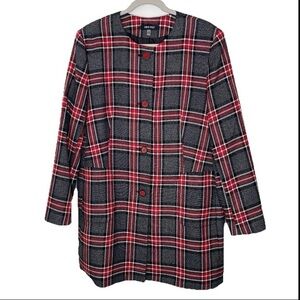 Nine West plaid over coat in size 16 red gray white